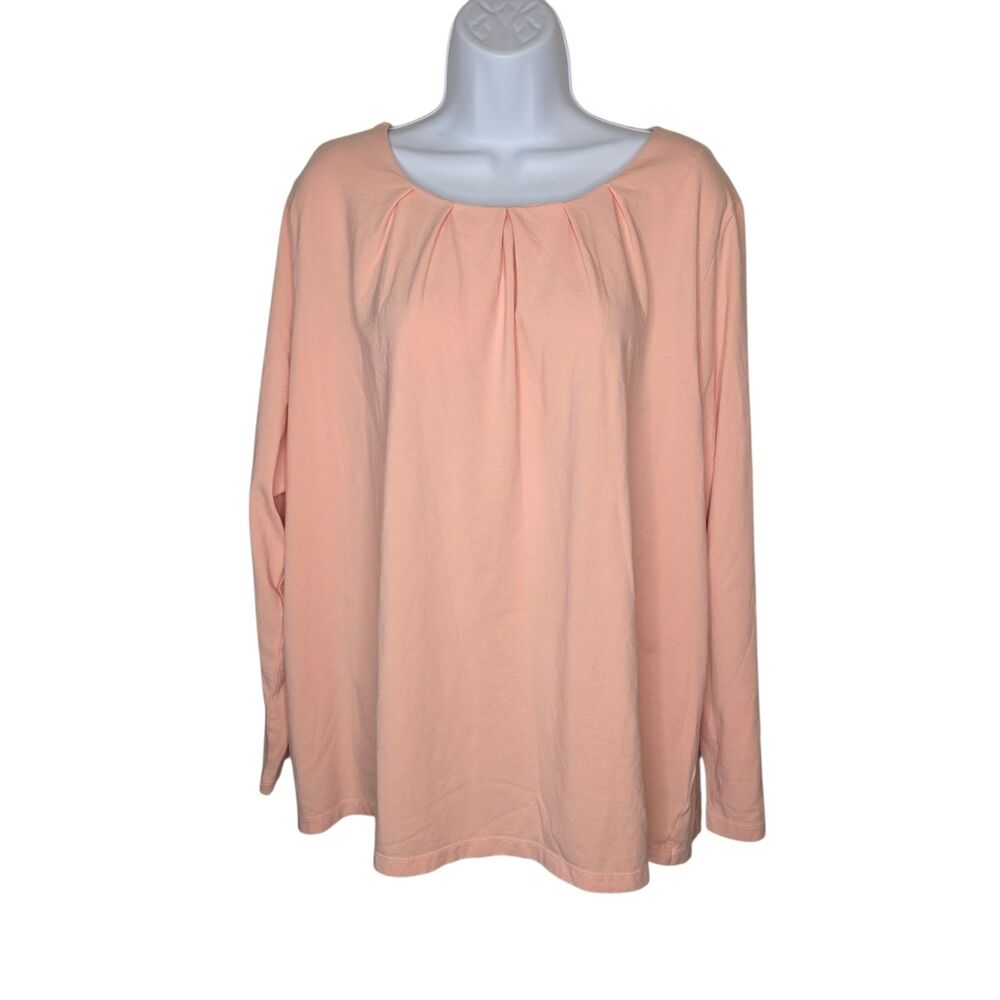 Lauren Ralph Lauren EUC Pleated Neck Scooped Knit Top Peach 3X